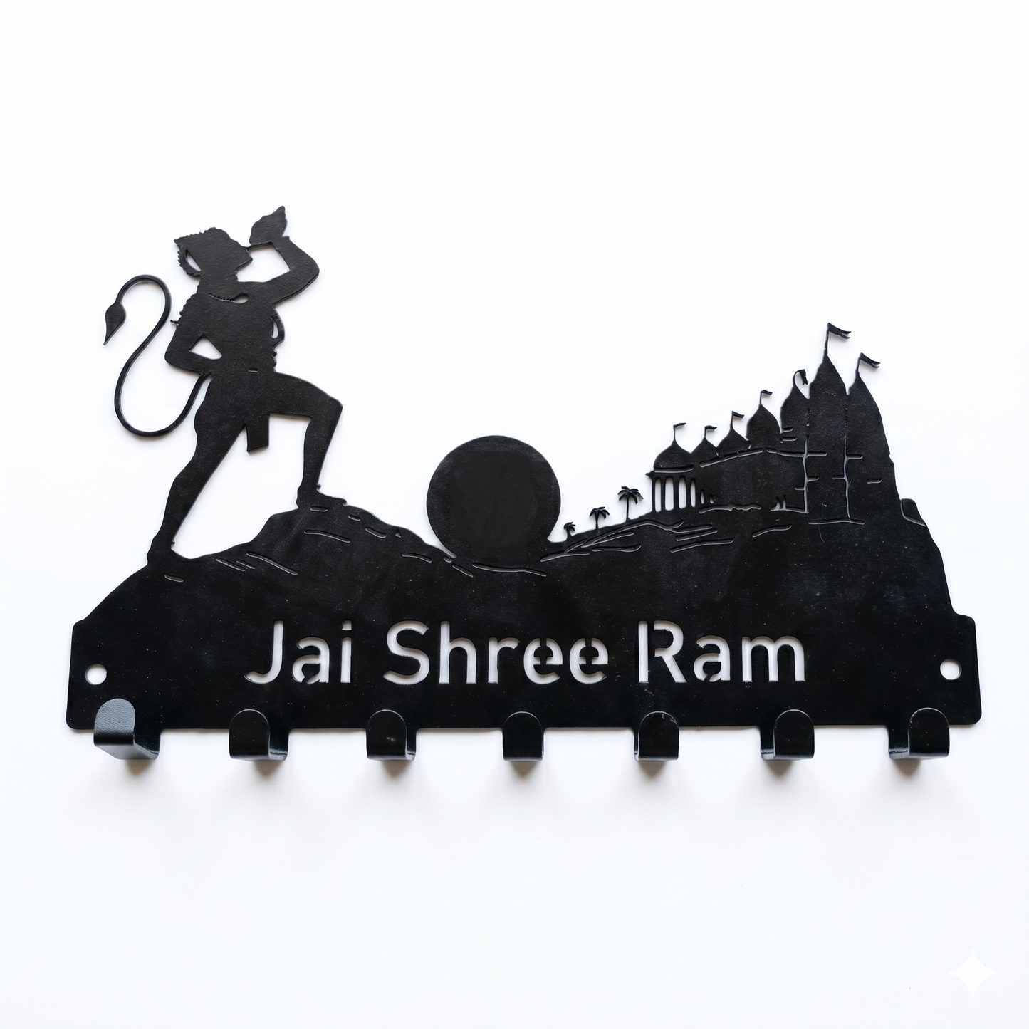 Jai Shree Ram Design | Metal Key Holder for Wall |  | 7 Hooks
