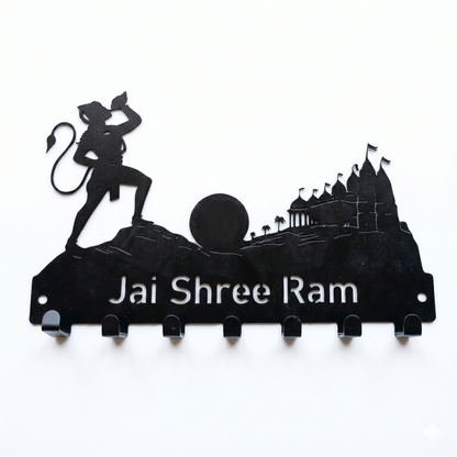 Jai Shree Ram Design | Metal Key Holder for Wall |  | 7 Hooks