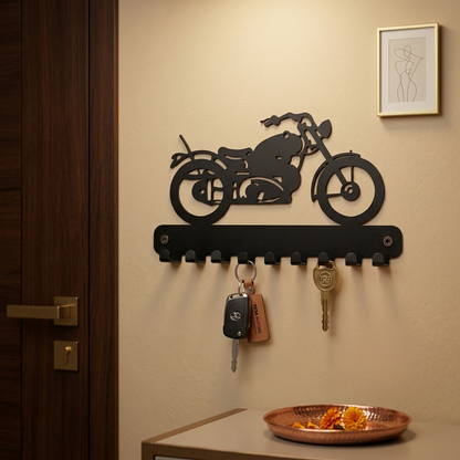 Motorcycle Metal Wall Key Holder | 9 Hooks | Key Hanger Organizer | Home Decor