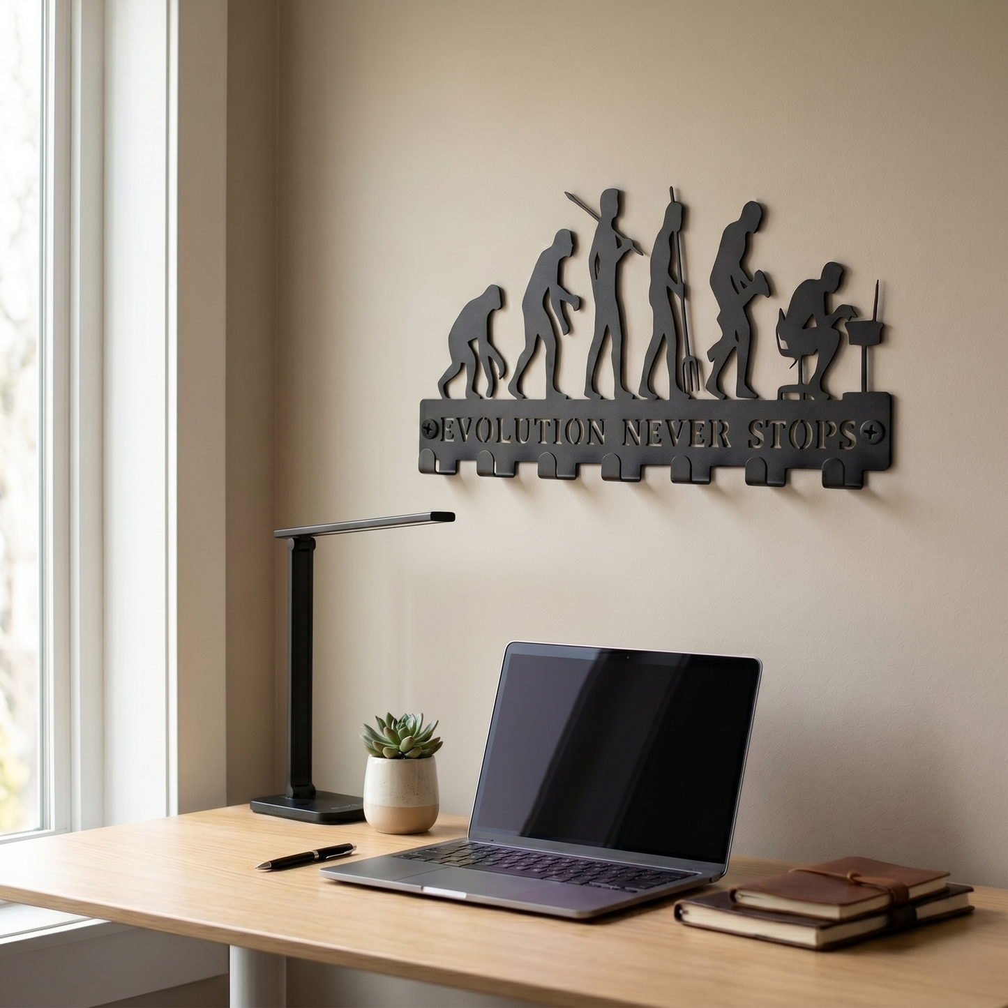 Evolution Never Stops | 7 Hooks Wall Mounted Key Hanger for Wall