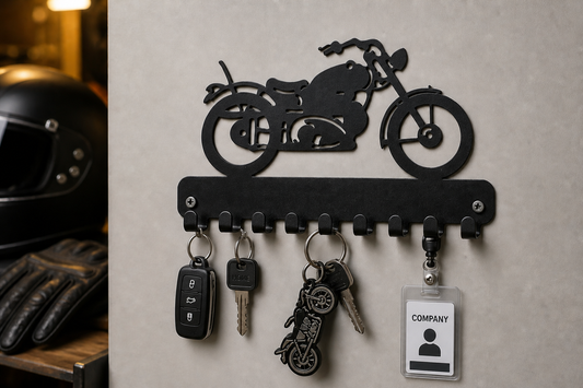 Motorcycle Metal Wall Key Holder | 9 Hooks | Key Hanger Organizer | Home Decor