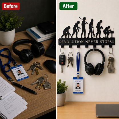 Evolution Never Stops | 7 Hooks Wall Mounted Key Hanger for Wall