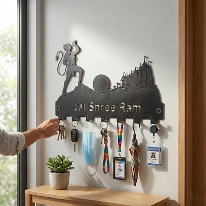 Jai Shree Ram Design | Metal Key Holder for Wall |  | 7 Hooks