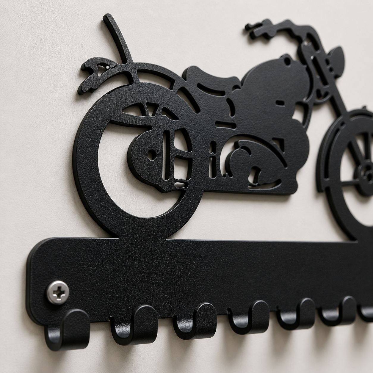 Motorcycle Metal Wall Key Holder | 9 Hooks | Key Hanger Organizer | Home Decor