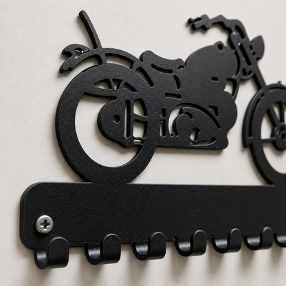 Motorcycle Metal Wall Key Holder | 9 Hooks | Key Hanger Organizer | Home Decor