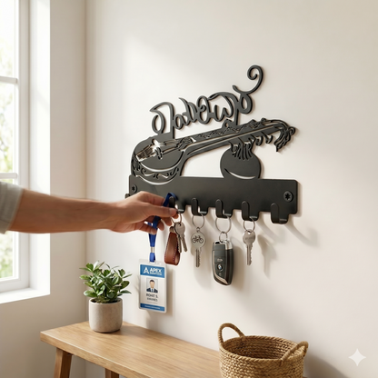 Rayaridhare Metal Key Holder for Wall | Veena Design |7 Metal Sturdy Hooks