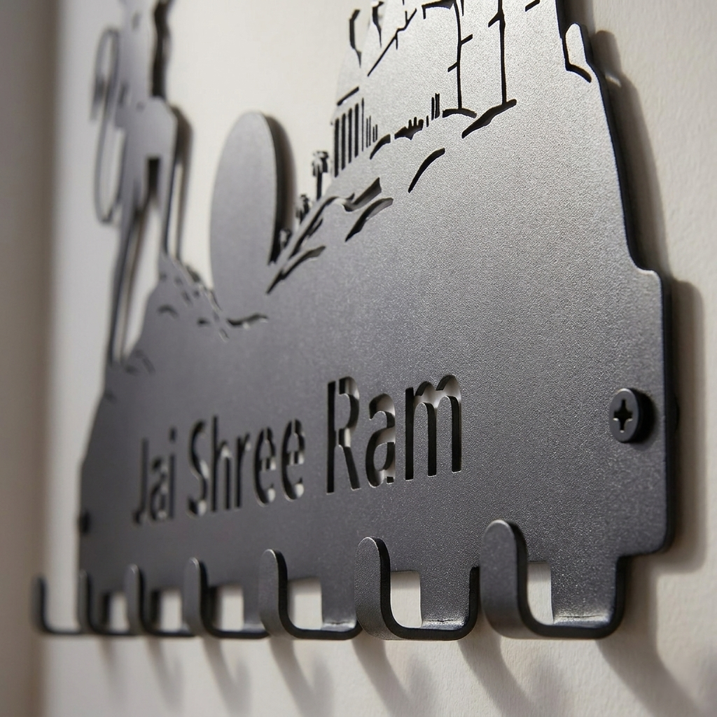 Jai Shree Ram Design | Metal Key Holder for Wall |  | 7 Hooks