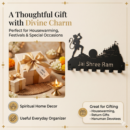 Jai Shree Ram Design | Metal Key Holder for Wall |  | 7 Hooks