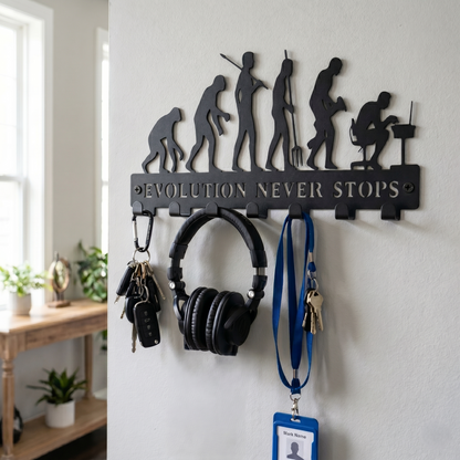 Evolution Never Stops | 7 Hooks Wall Mounted Key Hanger for Wall