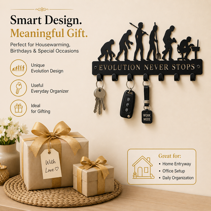Evolution Never Stops | 7 Hooks Wall Mounted Key Hanger for Wall