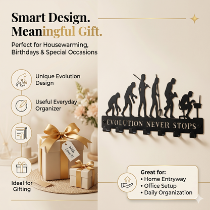 Evolution Never Stops | 7 Hooks Wall Mounted Key Hanger for Wall